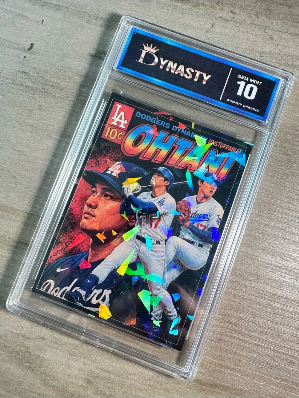 Shohei Ohtani 2025 Unstoppable 10 Cents Holo Gem Mint 10 Novelty Baseball Card.